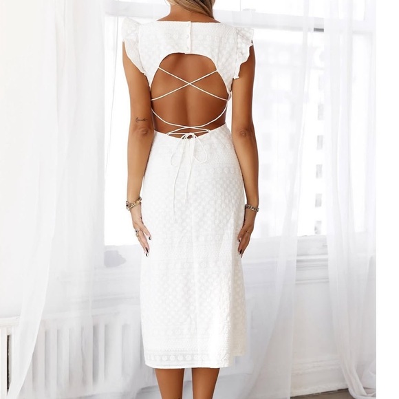 HELLO MOLLY Wondering Faes Midi White Dress Size 2 - Picture 3 of 5